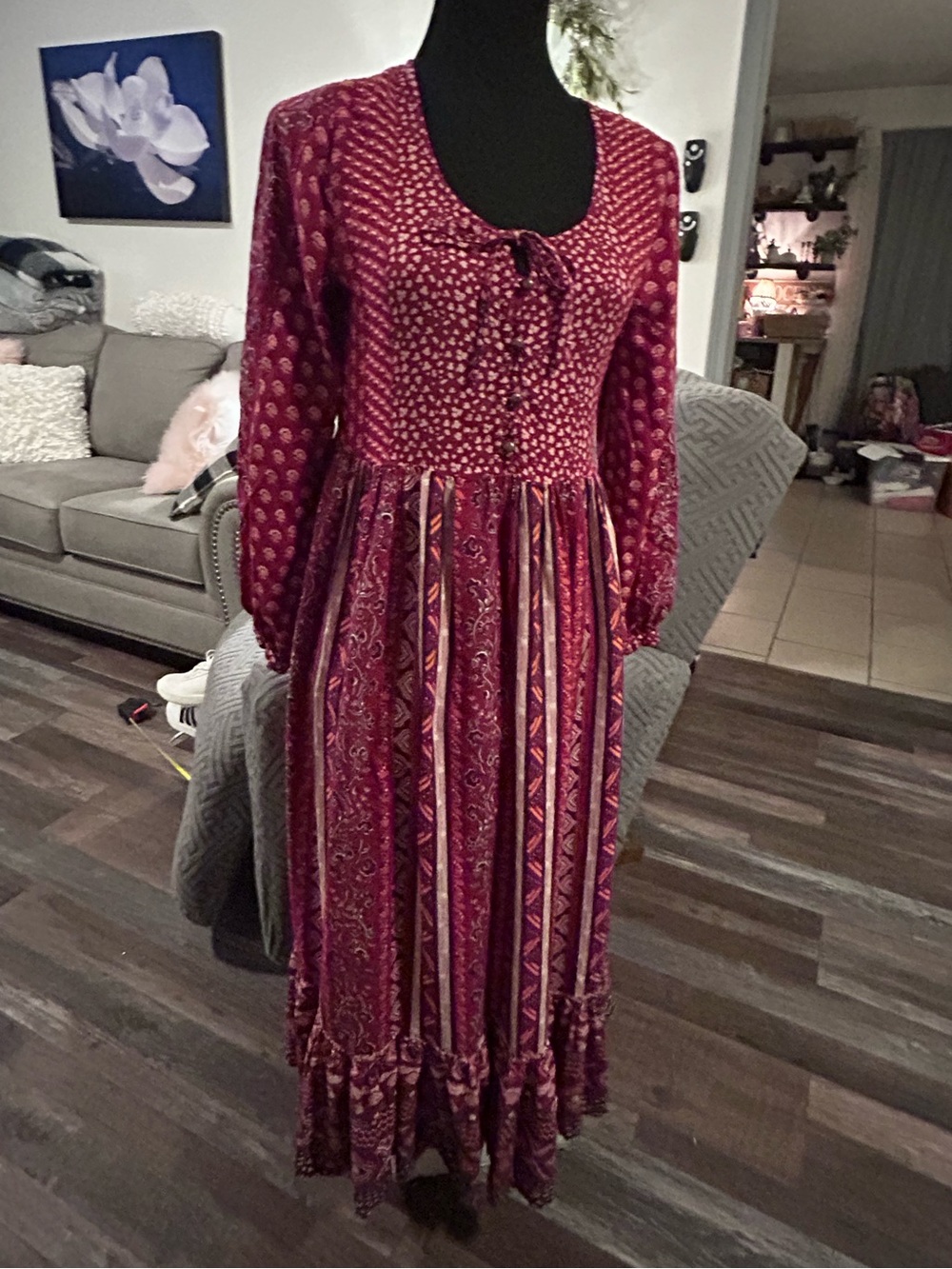 50%offw❤️ Patrons of Peace Long Sleeve Maxi Dress in Sangria. SSk71